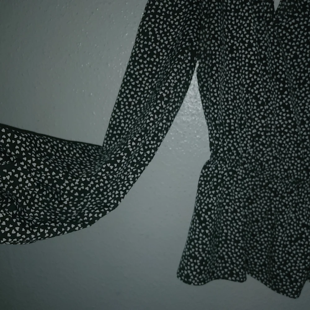 Candies M Hearts All Over Print Fairygoth Black Long Sleeved Feminine Top